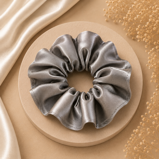 Smoky Pearl Satin Scrunchie (one piece)
