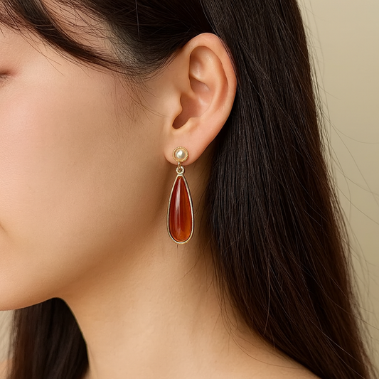 Acrylic Blooming Earrings - Maroon