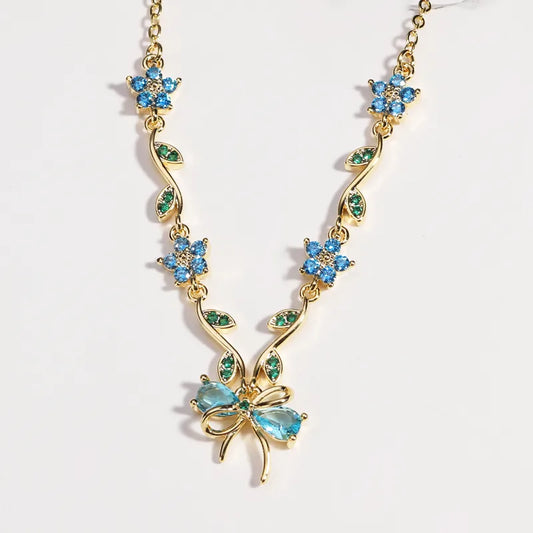 Chain Necklace - Golden Blue Diamond