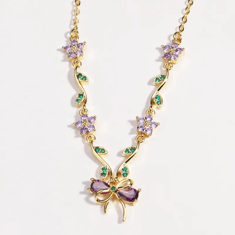 Chain Necklace - Golden Purple Diamond