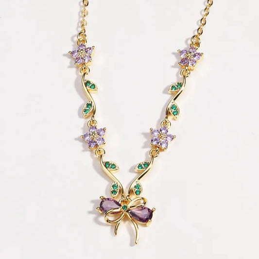 Chain Necklace - Golden Purple Diamond