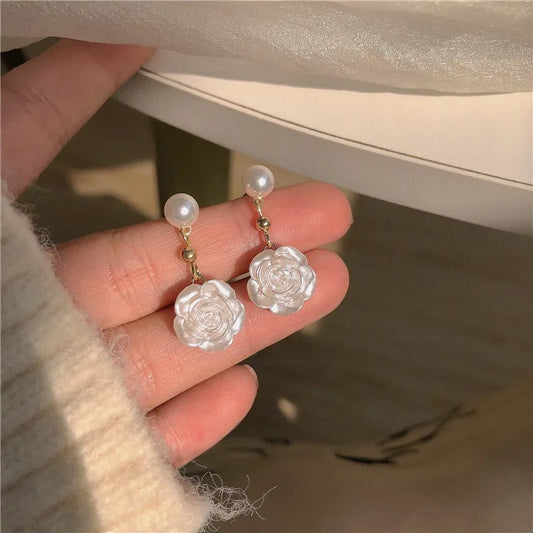 Pearl Rose Earrings