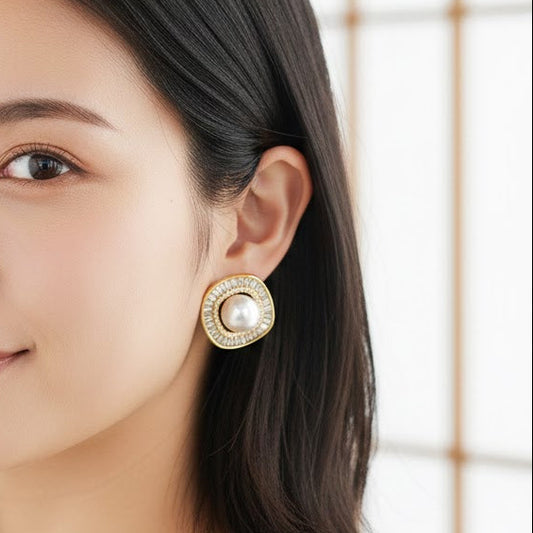 Gold Plated Pearl Studs