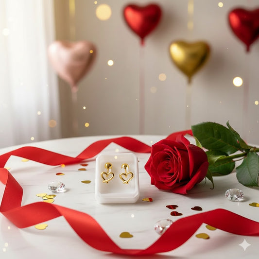 Golden Love Valentine Studs