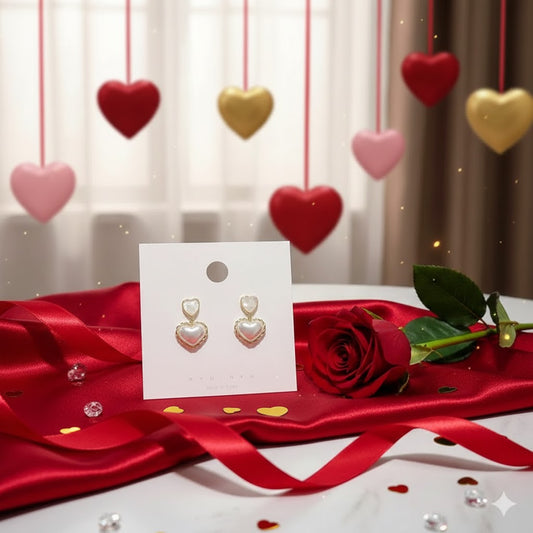 White Heart Valentine Studs